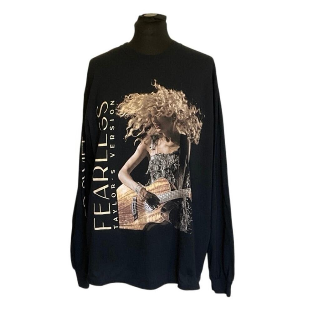 Taylor Swift Fearless Taylors Version Long Sleeve Shirt 2XL Black Graphic